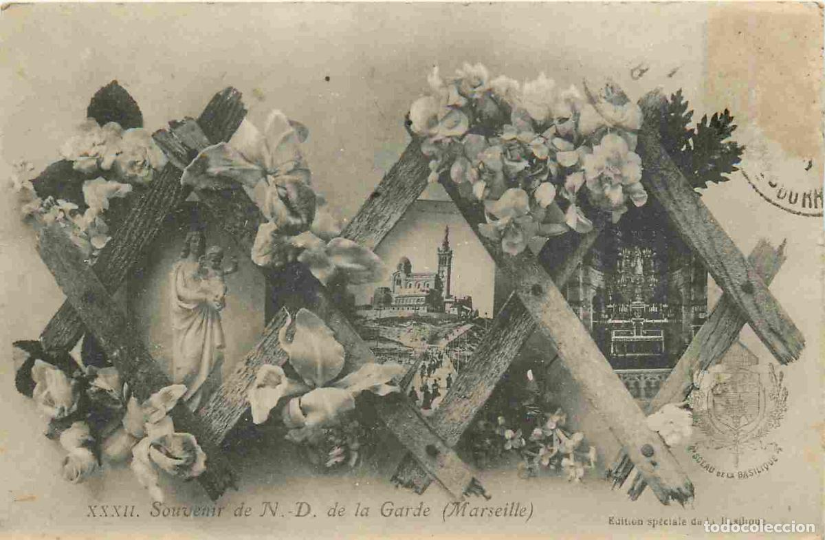 Postais: 13 - Marseille - Souvenir de notre dame de la garde - Multivues - CPA - Oblit&eacute;ration de 1918 - Voir