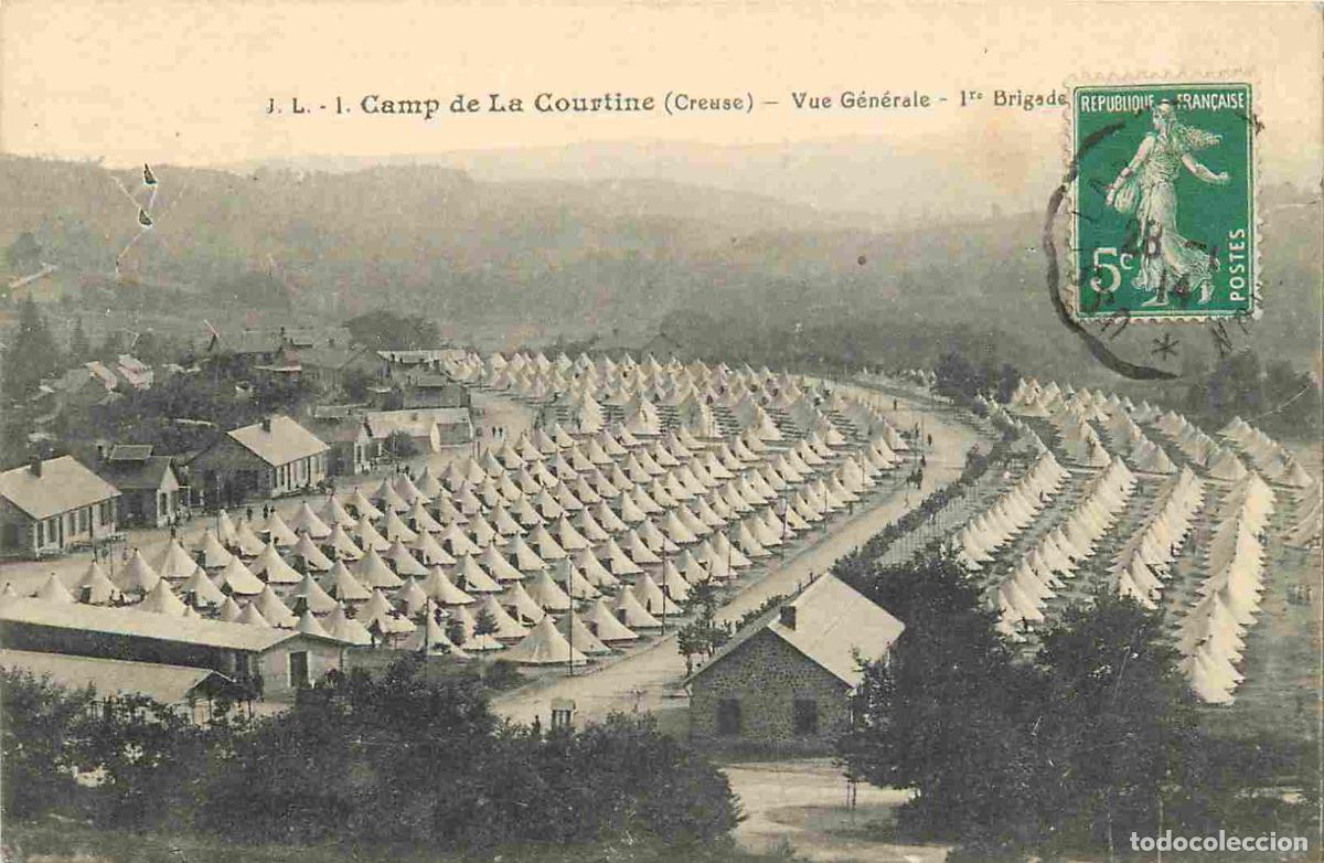 Postais: 23 - La Courtine - Camp de la Courtine - Vue generale 1re brigade - CPA - Oblit&eacute;ration de 1914 - Voi