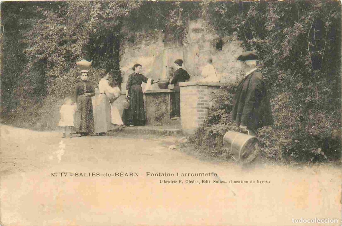 Postais: 64 - Salies de bearn - Fontaine laroumette - Anim&eacute;e - CPA - Oblit&eacute;ration de 1906 - Voir Scans Recto-
