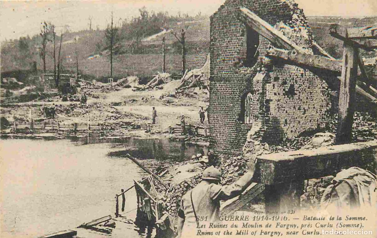 Cartoline: 80 - Somme - Guerre 1914-1918 - Bataille de la Somme - Les ruines du moulin de Farny pr&egrave;s de Curlu -