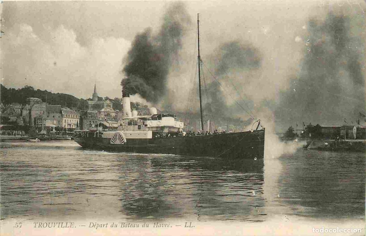 Postkarten: 14 - Trouville - Depart du bateau du havre - Anim&eacute;e - CPA - Oblit&eacute;ration de 1915 - Voir Scans Recto-