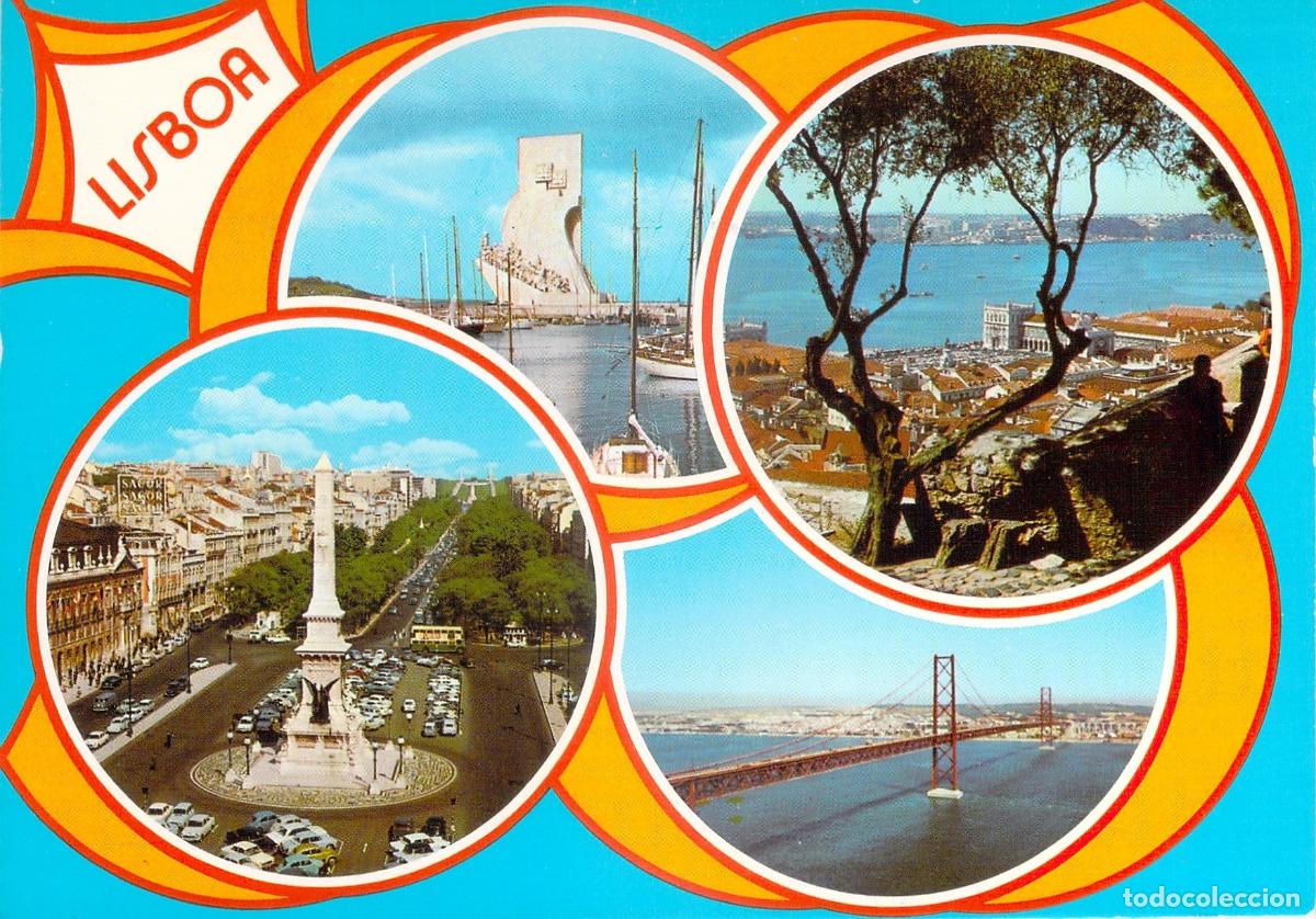 Postkarten: Postal M&uacute;ltiple Lisboa Portugal: Puente 25 de Abril y Monumento a los Descubrimientos
