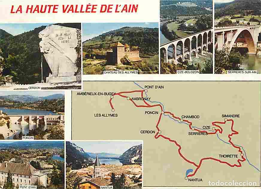 Postkarten: Francia - 01 - Ain - La haute vall&eacute;e de l'ain - Multivues - Carte G&eacute;ographique - Carte Neuve - CPM -
