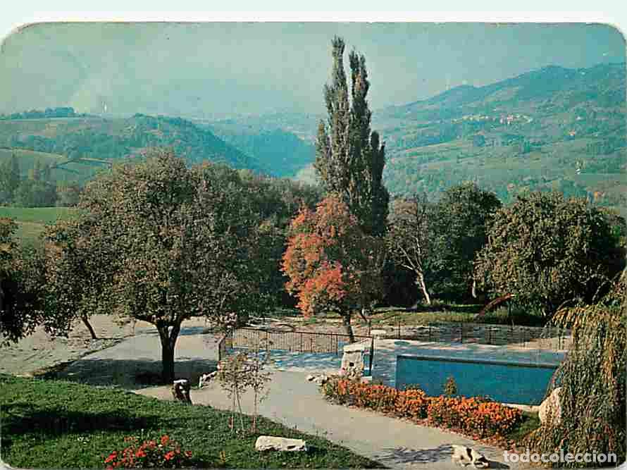 Postkarten: Francia - 01 - Bellegarde - Le Fartoret - Eloise - Vue panoramique sur la piscine chauff&eacute;e - Chiens