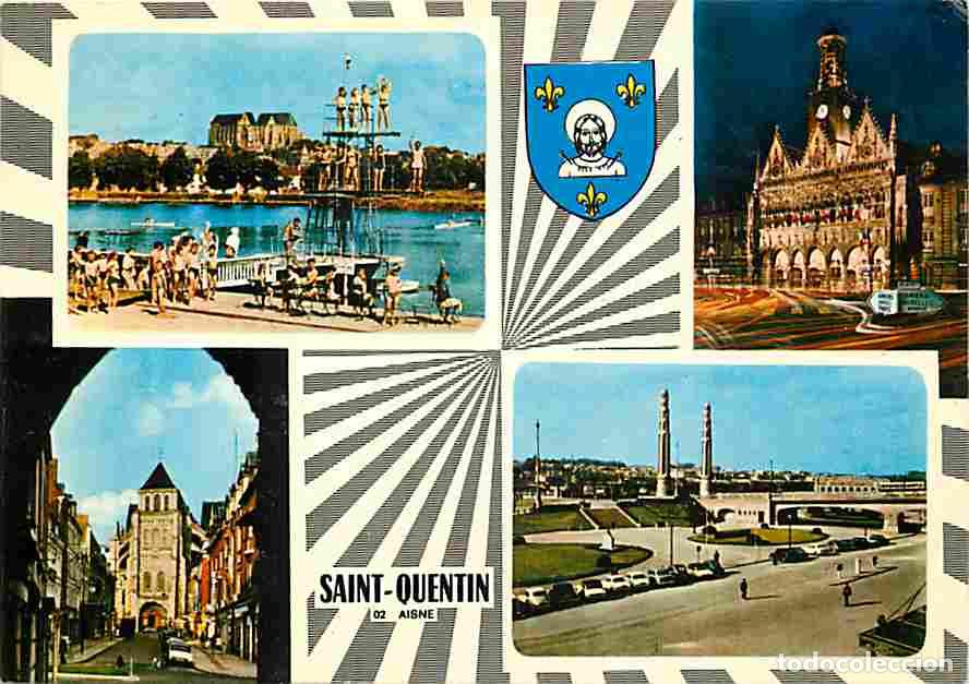 Postkarten: Francia - 02 - Saint Quentin - Multivues - Automobiles - Blasons - Piscine - CPM - Voir Scans Recto-