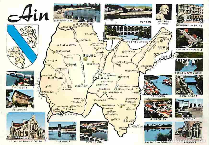 Postais: Francia - 01 - Ain - Multivues - Carte G&eacute;ographique - Blasons - CPM - Voir Scans Recto-Verso