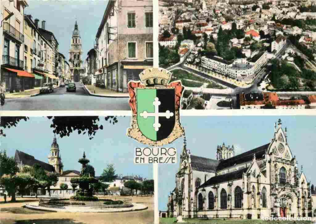 Postkarten: Francia - 01 - Bourg en Bresse - Multivues - Blasons - Automobiles - Mention Photographie V&eacute;ritable