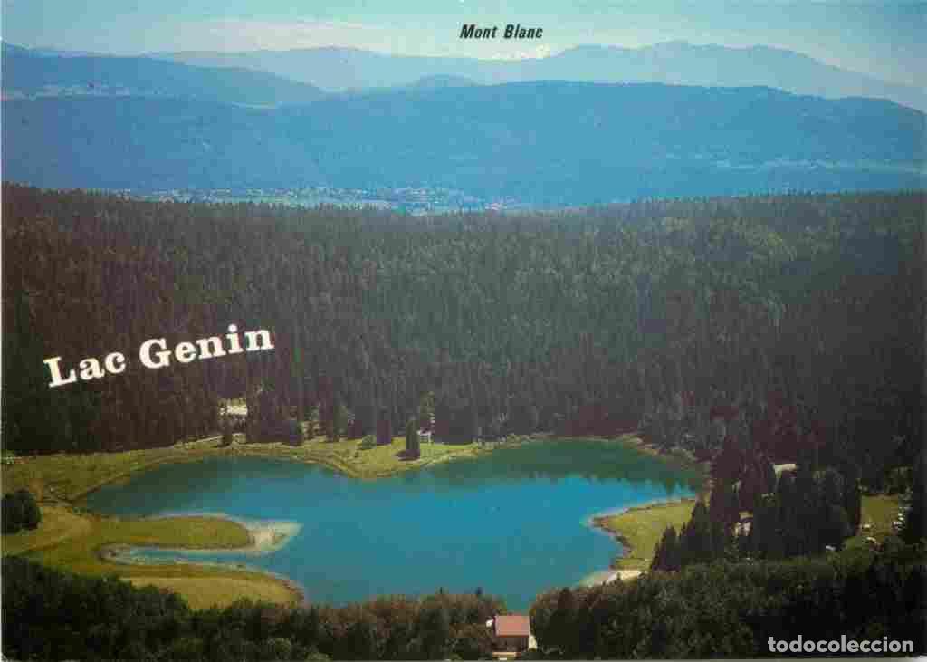 Postkarten: Francia - 01 - Ain - Le Lac Genin - Vue a&eacute;rienne - Au fond le Mont Blanc 4807 m&egrave;tres - CPM - Voir Sc