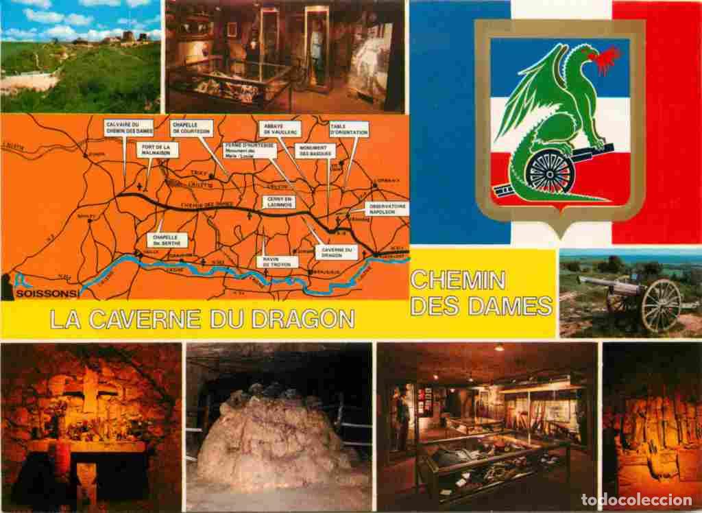Postales: Francia - 02 - Aisne - Le Chemin des Dames - La Caverne du Dragon - Multivues - Blasons - Carte G&eacute;og