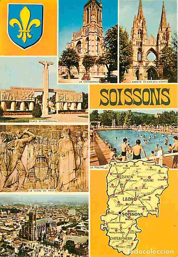 Postcards: Francia - 02 - Soissons - Multivues - Blasons - Carte G&eacute;ographique - CPM - Voir Scans Recto-Verso