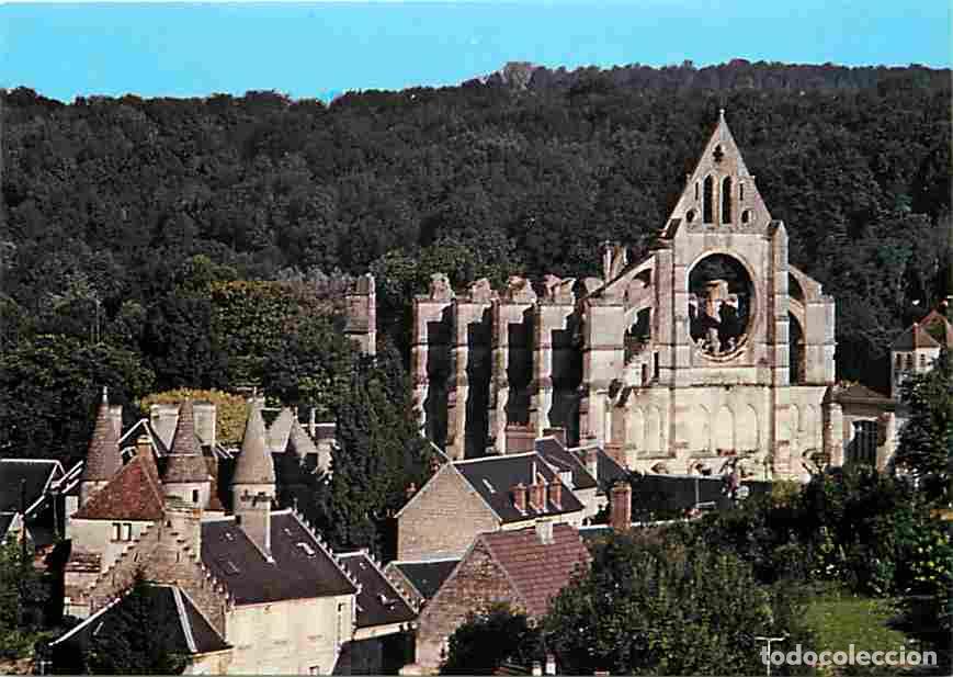 Cartes Postales: Francia - 02 - Longpont - Abbaye de longpont - Vue du village de Longpont avec la porte fortifi&eacute;e -