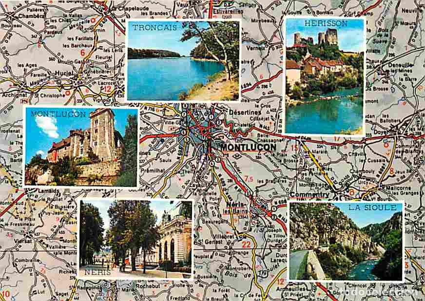 Postais: Francia - 03 - Allier - Bourbonnais - Multivues - Carte G&eacute;ographique Michelin - Carte Neuve - CPM -