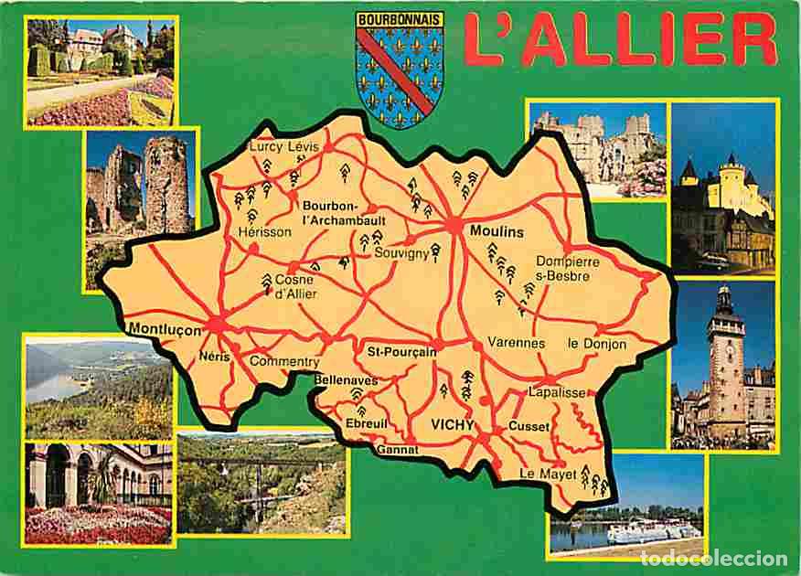 Postais: Francia - 03 - Allier - Multivues - Carte G&eacute;ographique - Blasons - Carte Neuve - CPM - Voir Scans Re