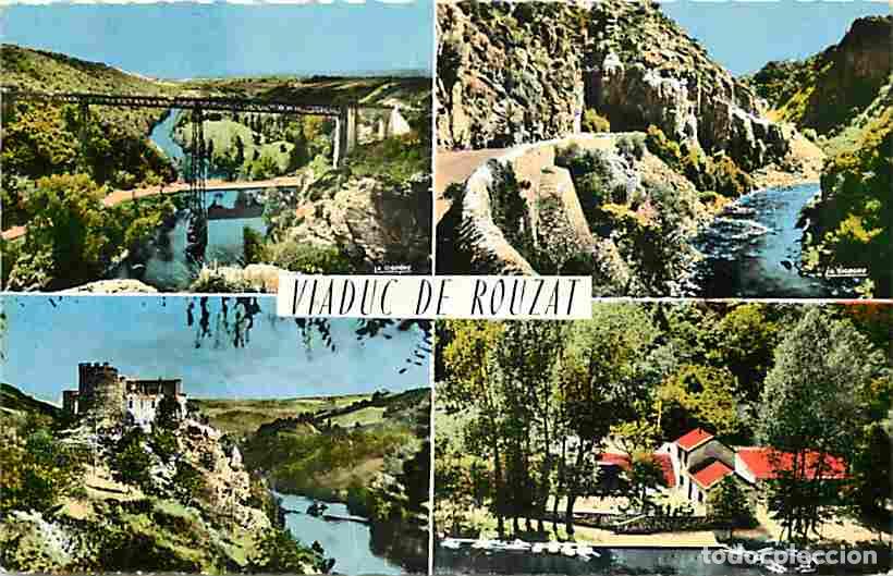 Postais: Francia - 03 - Ile de Rouzat - Multivues - Viaduc de Rouzat - Ch&acirc;teau de Chouvigny - Guinguette de R