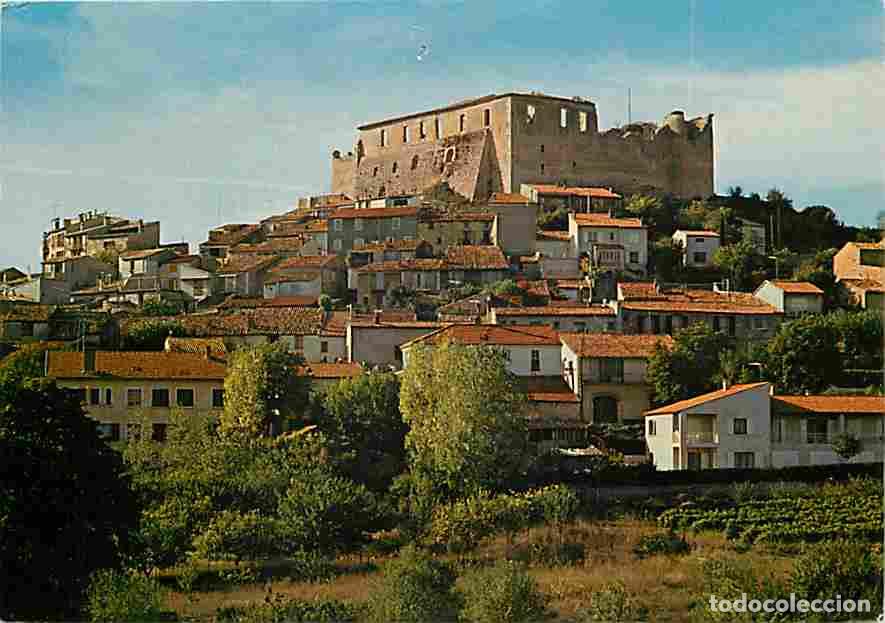 Postkarten: Francia - 04 - Gr&eacute;oux les Bains - Vue g&eacute;n&eacute;rale et le Ch&acirc;teau des Templiers - Flamme Postale de Gr&eacute;ou
