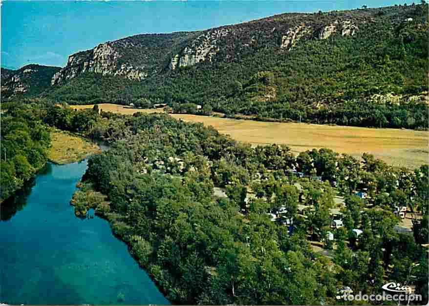 Postkarten: Francia - 04 - Gr&eacute;oux les Bains - Le pont sur le Verdon - Le Camping des Cygnes - Vue a&eacute;rienne - CPM