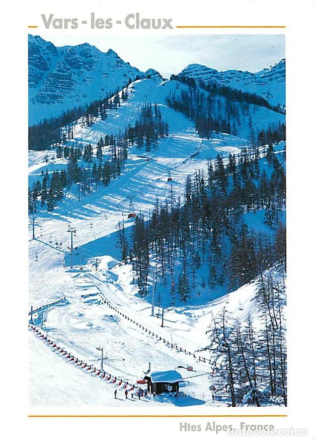 Postales: Francia - 05 - Vars les Claux - La piste de l'Ubac, en fond la Cha&icirc;ne de l'Eyssina (2837 m) - Hiver