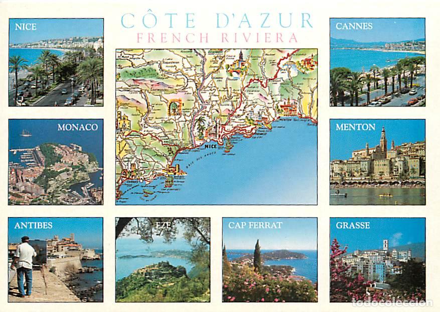 Postales: Francia - 06 - Alpes Maritimes - La Cote d'Azur - Multivues - Carte G&eacute;ographique Michelin - CPM - Ca