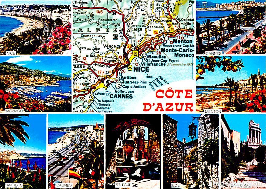 Postales: Francia - 06 - Alpes Maritimes - La Cote d'Azur - Multivues - Carte G&eacute;ographique Michelin - CPM - Ca