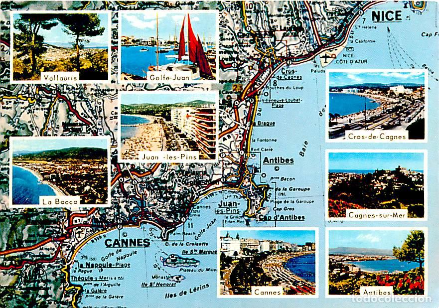 Postales: Francia - 06 - Alpes Maritimes - La Cote d'Azur - Multivues - Carte G&eacute;ographique Michelin - CPM - Ca
