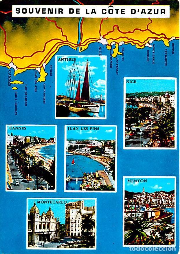 Postales: Francia - 06 - Alpes Maritimes - La Cote d'Azur - Multivues - Carte G&eacute;ographique - CPM - Carte Neuve