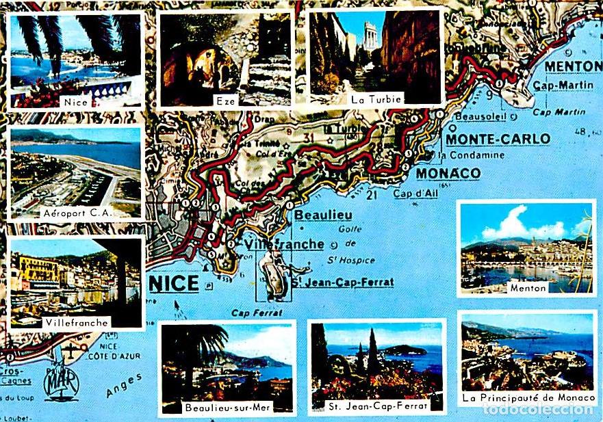 Postales: Francia - 06 - Alpes Maritimes - La Cote d'Azur - Multivues - Carte G&eacute;ographique Michelin - CPM - Ca