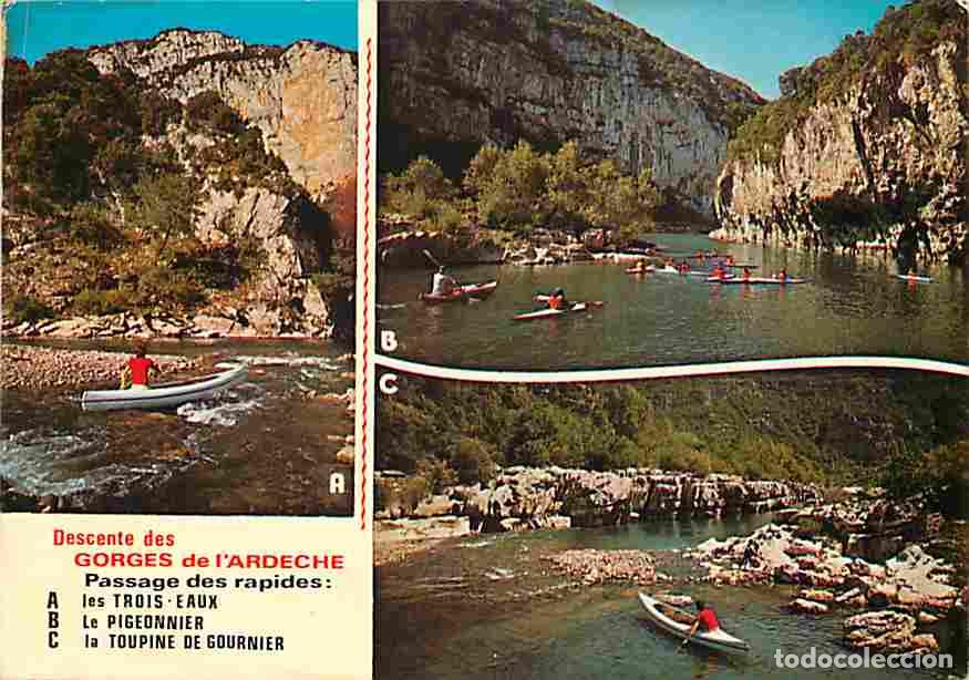 Postkarten: Francia - 07 - Ard&egrave;che - Gorges de l'Ard&egrave;che - La descente des Gorges de l'Ard&egrave;che - Multivues - Can