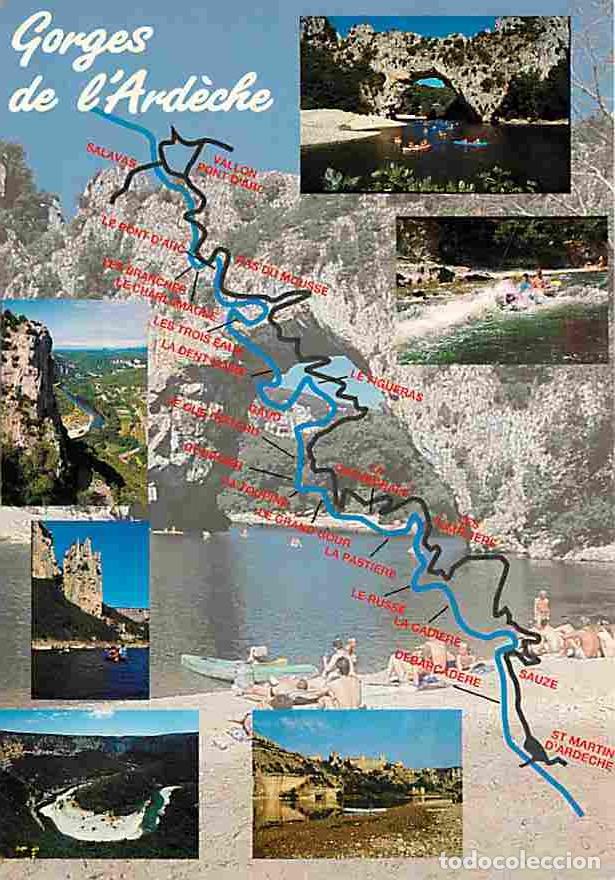 Postais: Francia - 07 - Ard&egrave;che - Gorges de l'Ard&egrave;che - Multivues - Sc&egrave;nes de Plage - Carte G&eacute;ographique - CP