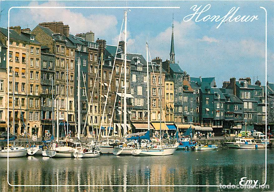 Postais: Francia - 14 - Honfleur - Le Vieux Bassin et et les fa&ccedil;ades typique du quai Sainte Catherine - Batea