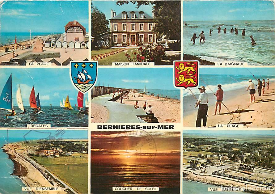 Postales: Francia - 14 - Berni&egrave;res sur Mer - Multivues - Sc&egrave;nes de Plage - Blasons - Etat l&eacute;ger pli visible -