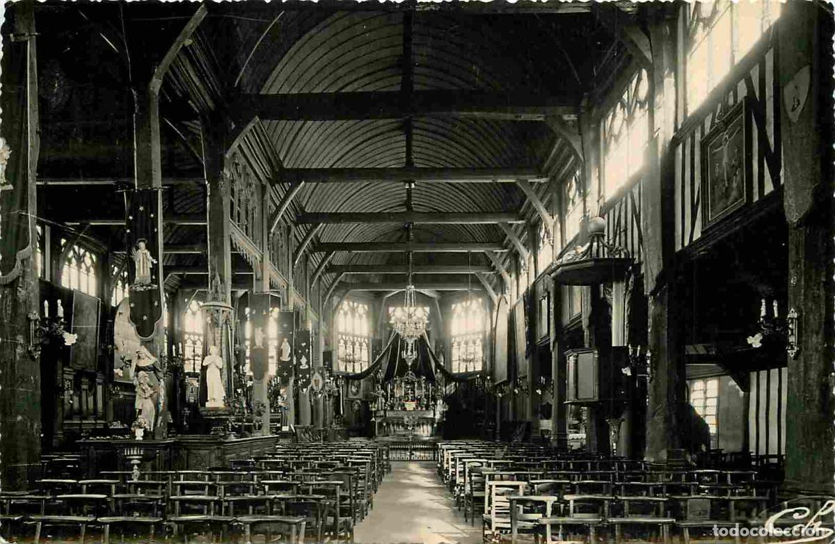 Postales: Francia - 14 - Honfleur - int&eacute;rieur de l'Eglise Sainte-Catherine - Carte Dentel&eacute;e - CPSM format CPA