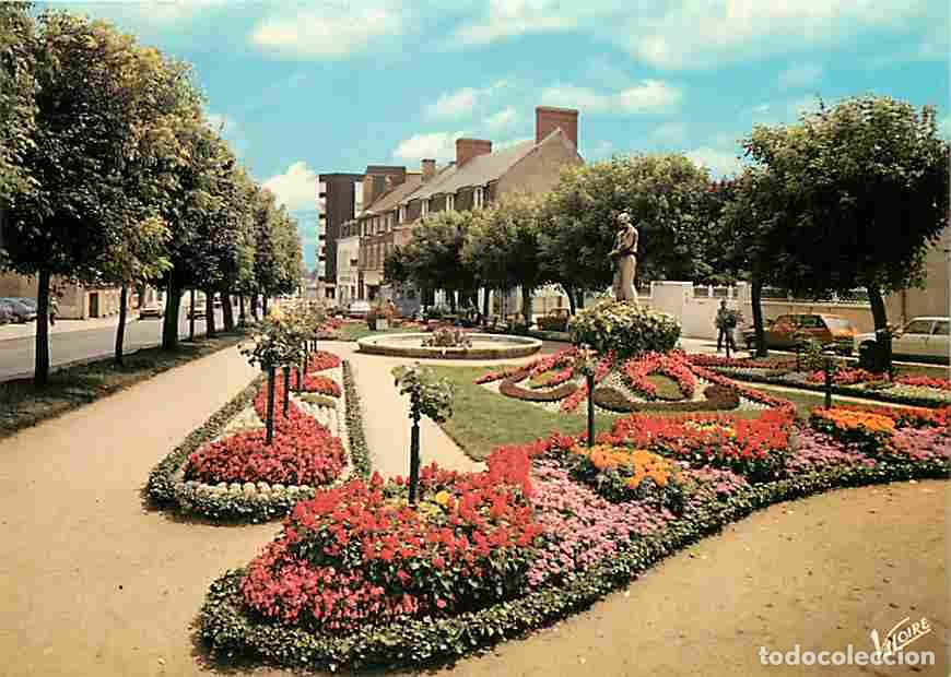 Cartoline: Francia - 18 - Vierzon - Le jardin public et la rue de la R&eacute;publique - Fleurs - Automobiles - CPM -