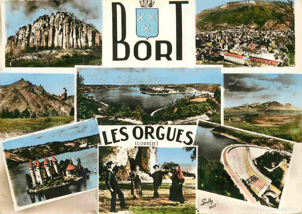 Postkarten: Francia - 19 - Bort les Orgues - Multivues - Blasons - Mention Photographie v&eacute;ritable - Carte Dentel