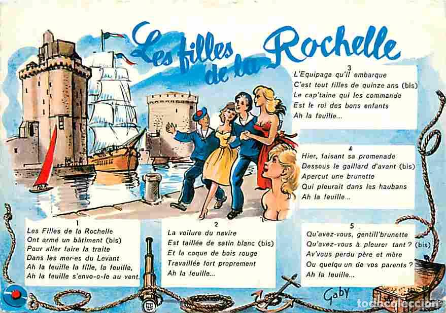 Cartoline: Francia - 17 - La Rochelle - Multivues - Paroles de la Chanson Les Filles de la Rochelle - CPM - Voi