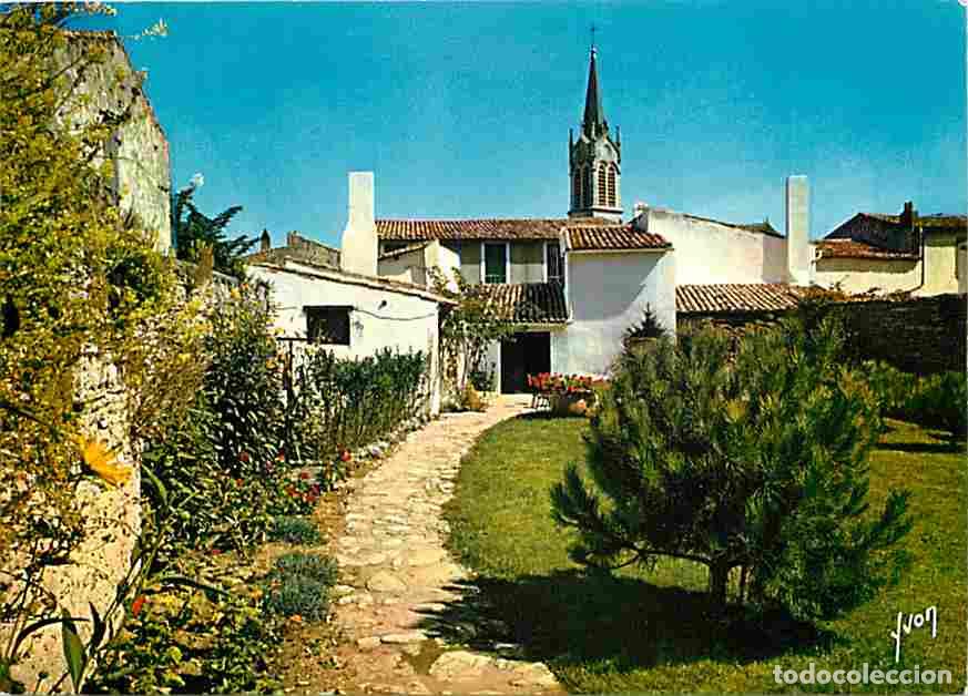 Cartoline: Francia - 17 - Ile de R&eacute; - La Couarde sur Mer - Maisons rh&eacute;taises et le clocher de l'Eglise - Carte