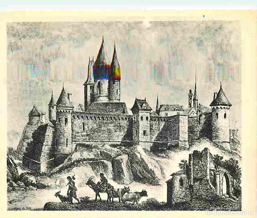 Cartes Postales: Francia - 18 - Sancerre - Le Ch&acirc;teau - D'apr&egrave;s une gravure d'&eacute;poque - Gravure Lithographie ancienne