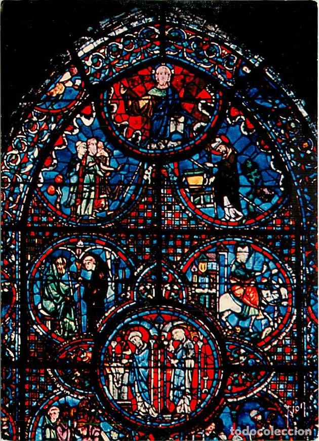 Cartoline: Francia - 28 - Chartres - Int&eacute;rieur de la Cath&eacute;drale Notre Dame - Vitraux Religieux - Partie Sup&eacute;rie