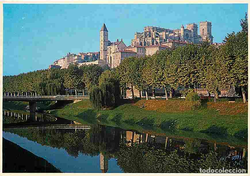 Postales: Francia - 32 - Auch - La Cath&eacute;drale Ste Marie et la Tour d'Armagnac - Vue prise des bords du Gers -