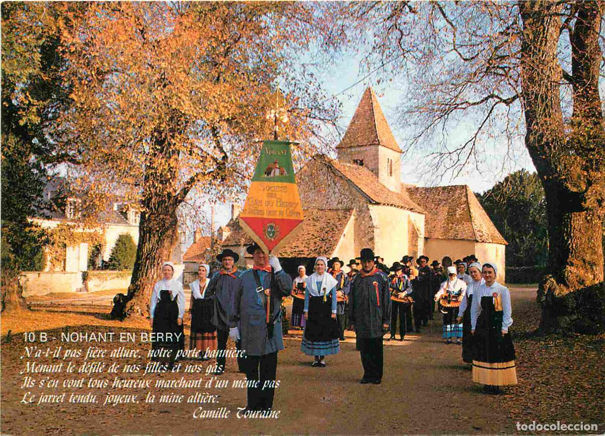 Postales: Francia - 36 - Nohant - Groupe Folklorique les gas du Berry - L'Eglise de Nohant - CPM - Carte Neuve
