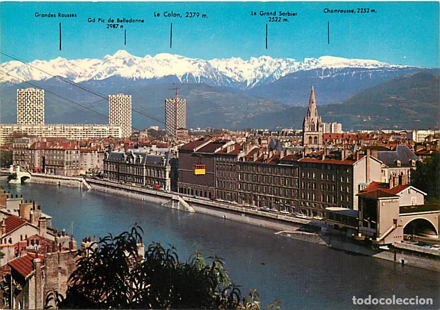 Postales: Francia - 38 - Grenoble - Quais de l'Is&egrave;re, t&eacute;l&eacute;ph&eacute;rique de la Bastille, les Trois Tours (28 &eacute;tages)