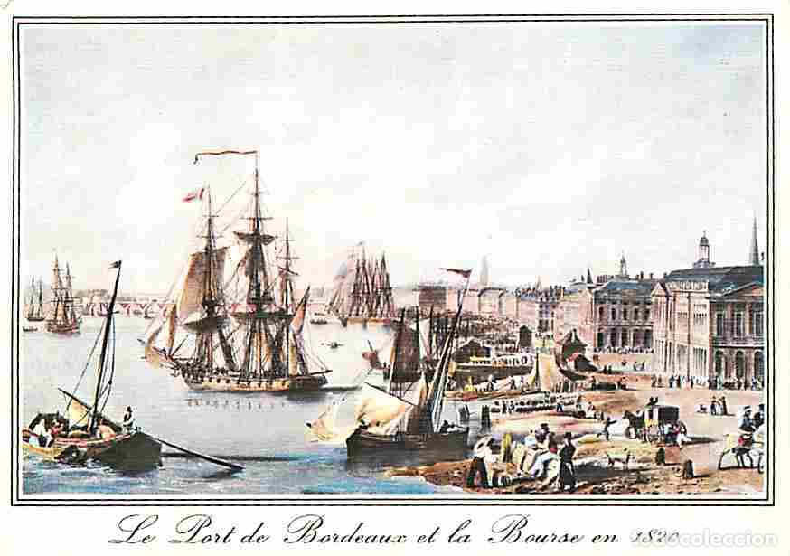 Postais: Francia - 33 - Bordeaux - Vieille Gravure de 1820 - Le Port de Bordeaux et la Bourse en 1820 avec le