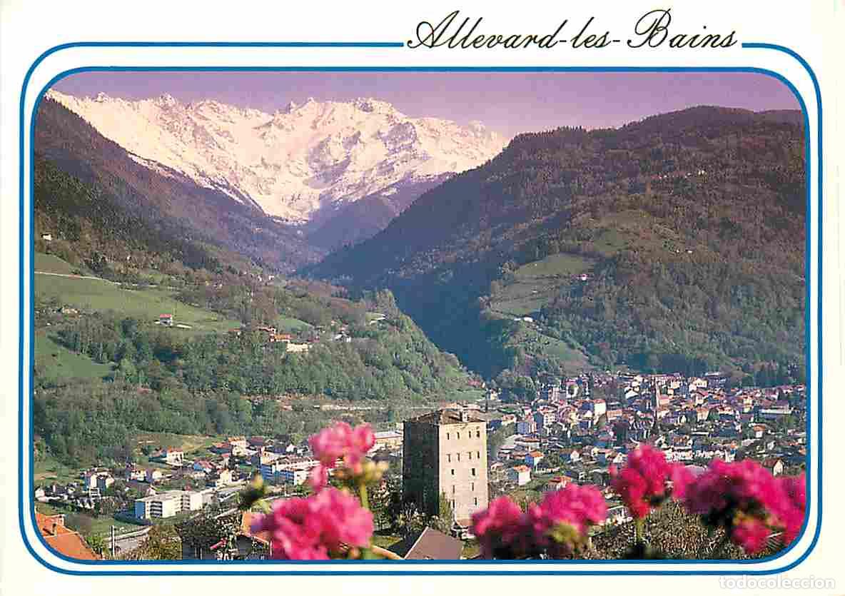 Postales: Francia - 38 - Allevard les Bains - La Tour du Treuil le village et la Cha&icirc;ne de Belledonne - CPM -