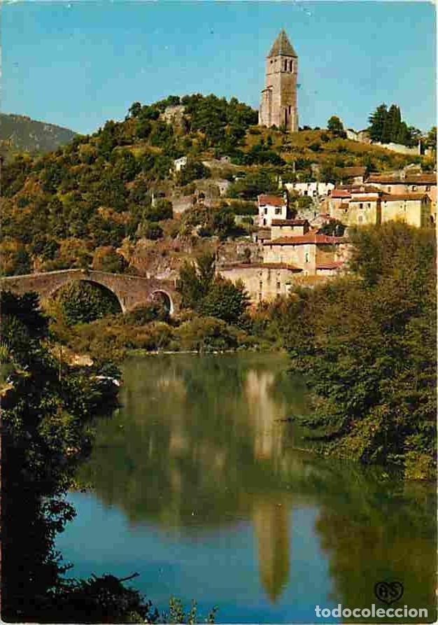 Postales: Francia - 34 - Olargues - Le Village au pied de la Tour Clocher et le Pont du Diable sur le Jaur - C