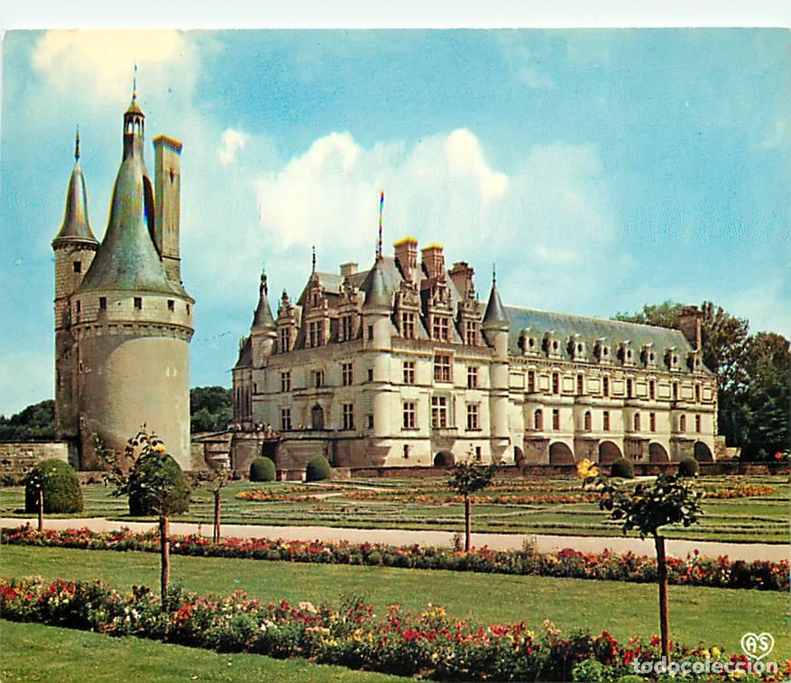 Postales: Francia - 37 - Chenonceau - Le Ch&acirc;teau - Les jardins de Catherine de M&eacute;dicis et la Tour des Marques
