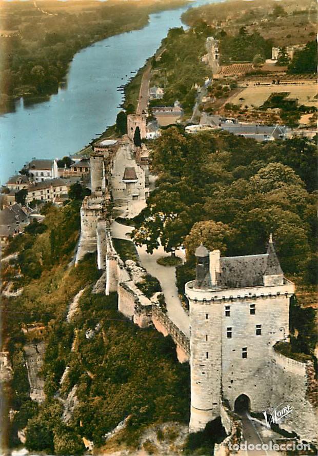 Postales: Francia - 37 - Chinon - La tour de l'Horloge, le ch&acirc;teau et la Vienne, vus d'avion - Vue a&eacute;rienne -