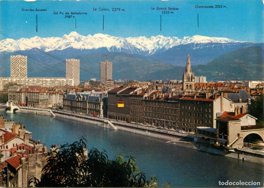 Postales: Francia - 38 - Grenoble - Quais de l'Is&egrave;re T&eacute;l&eacute;ph&eacute;rique de la Bastille les Trois Tours 28 &eacute;tages et