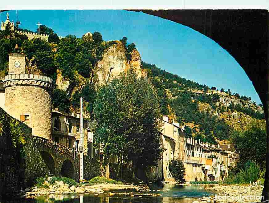 Postales: Francia - 48 - Meyrueis - La tour de l'horloge et les bords de la Jonte - CPM - Voir Scans Recto-Ver