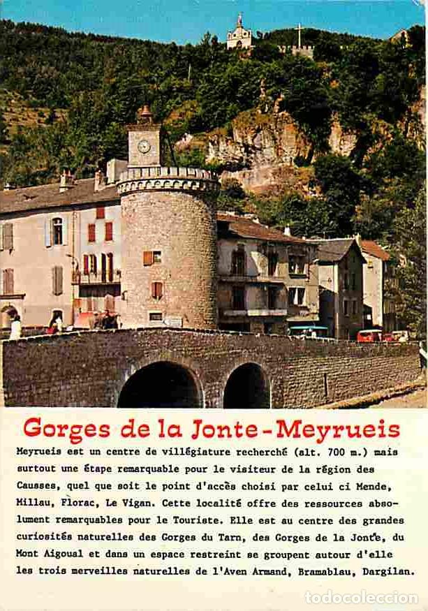 Postales: Francia - 48 - Meyrueis - Le Pont et la tour de l'horloge et les bords de la Jonte - CPM - Voir Scan