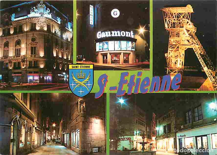 Cartoline: Francia - 42 - Saint-Etienne - En flanant dans la ville le soir - Multivues - Blasons - Chevalet - C