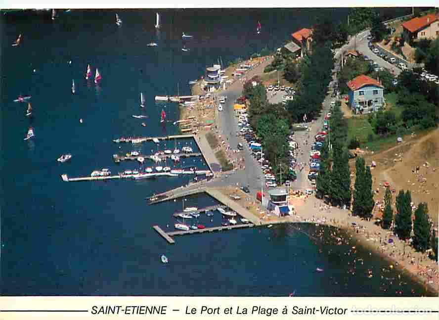 Cartoline: Francia - 42 - Saint-Etienne - Le Port et la Plage de Saint Victor sur Loire - Vue a&eacute;rienne - CPM -